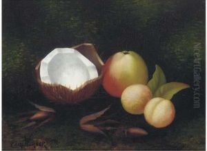 Coconut With An Apple And Plums; And Another Similar by Carl Friedrich H. Werner