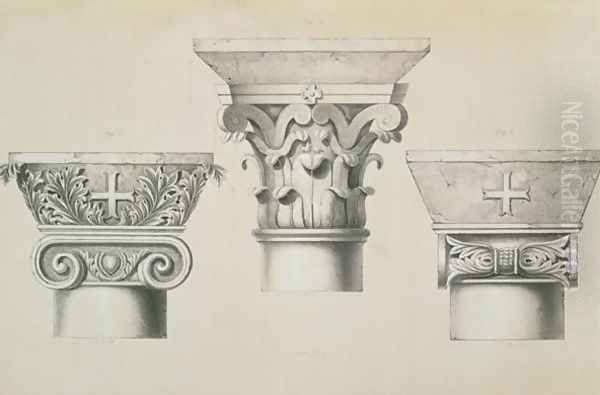 Byzantine capitals from columns in the nave of the church of St. Demetrius in Thessalonica, pub. by Day & Son - view 1