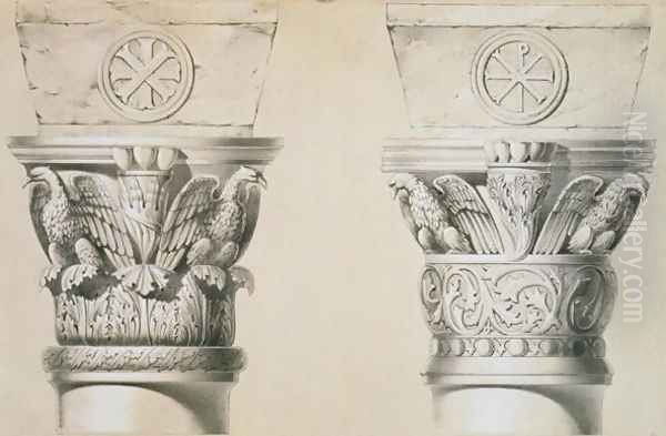 Byzantine capitals from columns in the nave of the church of St. Demetrius in Thessalonica, pub. by Day & Son 2 - view 1