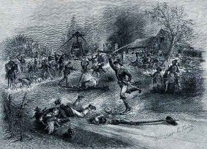 Shermans foragers on a Georgia plantation, 1888, engraved by R.A Muller, illustration from Battle and Leaders of the Civil War, edited by Robert Underwood Johnson and Clarence Clough Buel by James E. Taylor