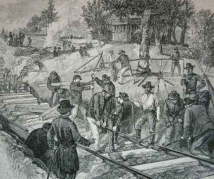 Troops destroying a railroad track by James E. Taylor