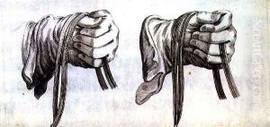 Study of two gloved hands holding the reins of a double bridle from New Treatise for Breeding Horses written by Winters, Stuterey and Reit-Schul, pub. 1672 by Peter Paul Troschel