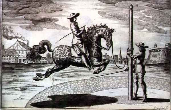 A Horse en Capriole from New Treatise for Breeding Horses written by Winters, Stuterey and Reit-Schul, engraved by the artist, pub. 1672 - view 1