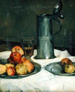 Still life with apples and pewter jug, 1878 by Heinrich Wilhelm Truebner