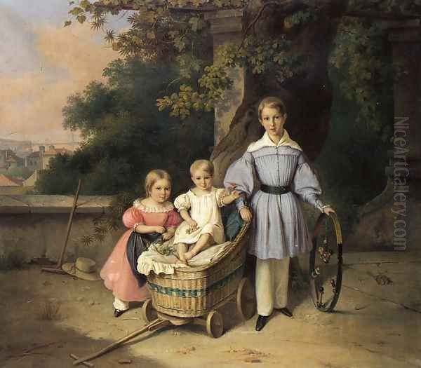 Children on a Balcony, Trieste in the Distance - view 1