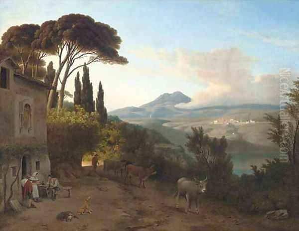 Travellers resting at an inn, the Roman Compagna - view 1