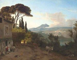Travellers resting at an inn, the Roman Compagna