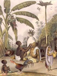 The Village Barber, plate 6 from Indians, engraved by J. Bouvier, 1842