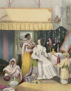 The Young Ladys Toilet, plate 2 from Anglo Indians, engraved by J. Bouvier, 1842