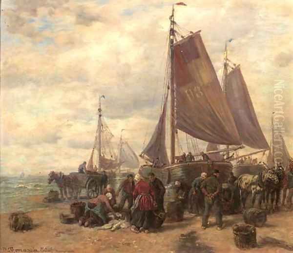 Sorting the catch on the beach of Dunkirk - view 1