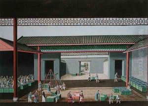 Weighing and purchasing tea, c.1860 Weighing and purchasing tea, c.1860