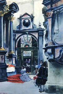 Interior of the Cathedral at Wawel, 1910 2 by Stanislaw Tondos