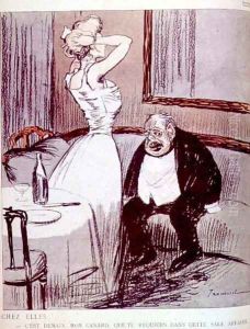 Prostitute and an old man from LAssiette Au Beurre magazine, pub. 1907 by Tiamirol