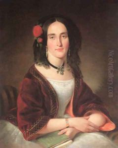Portrait of Ms. Istvanne Giergl nee Margit Lockheimer 1843 by Albert Tikos