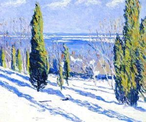 Fir Tree Shadows on a Snowy Bank by Allen Tucker