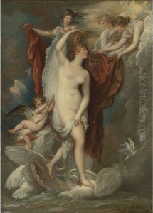 Venus At Her Birth Attired By The Three Graces by Benjamin West