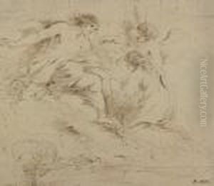 A Kneeling Woman Supported By An Angel With The Risen Christ, Afterguercino