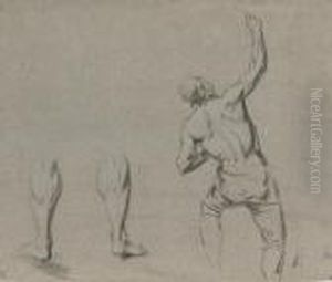 Academic Study Of A Man,
Half-length; Study Of A Kneeling Male Nude; Study Of A Nude Male Torso ( by Benjamin West
