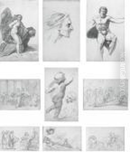 A Sketchbook Of Eighty-one Drawings, Including An Expressive Male Head ( - view 1