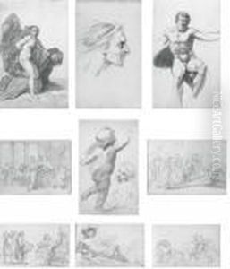 A Sketchbook Of Eighty-one Drawings, Including An Expressive Male Head ( by Benjamin West