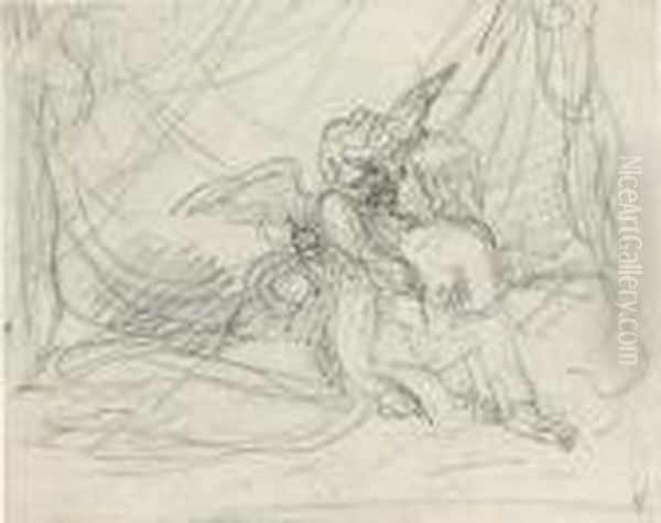 Venus Comforting Cupid; Study Of
The 'venus De' Medici'; Studies Of A Woman Wearing A Headscarf (
Recto
) And A Woman Reaching Up (
Verso
); And A Design For A Coat Of Arms - view 1