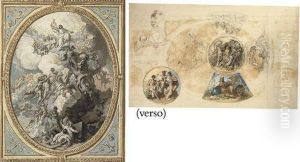 Design For The Ceiling
Decoration Of The Royal Chapel, Windsor Castle, With The Last Judgement,
Centre, The Evangelists Matthew And Mark, Above, And The Evangelists
Luke And John, Below ( Design For The Ceiling
Decoration Of The Royal Chapel, Windsor Castle, With The Last Judgement,
Centre, The Evangelists Matthew And Mark, Above, And The Evangelists
Luke And John, Below (