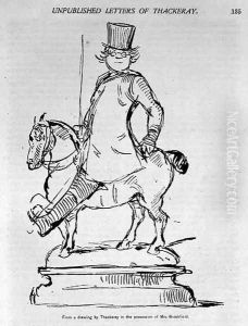 Caricature Self Portrait of the Author, illustration from Scribners Magazine, pub.1887 by William Makepeace Thackeray