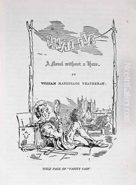 Title page to Vanity Fair, a Novel Without a Hero, with a self portrait of the artist and author, pub. 1848 - view 1