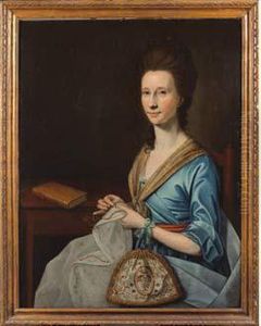 Portrait De Femme Brodant by Benjamin West