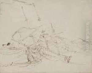 A Man O'war In A Stormy Sea by Benjamin West