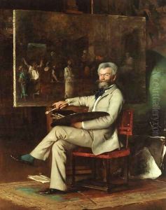 The Artist Munkaczy in his Studio