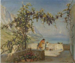 Amalfi, View Of Vesuvius by Constantin Alexandr. Westchiloff