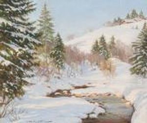 Snowy Stream In A Winter Landscape Snowy Stream In A Winter Landscape
