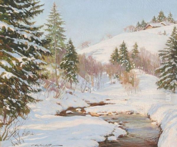 Snowy Stream In A Winterlandscape - view 1