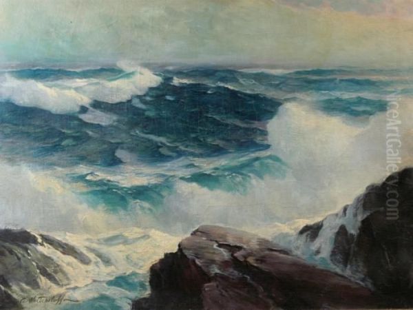Crashing Waves Uponthe Rocks - view 1