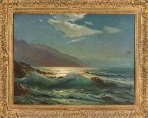 Stormy Sea On A Moonlit Evening