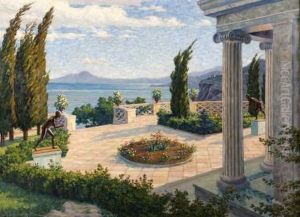 Vue Du Vesuve Depuis Une Villa A Capri by Constantin Alexandr. Westchiloff