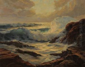 Vagues Se Jetant Sur Les Rochers by Constantin Alexandr. Westchiloff