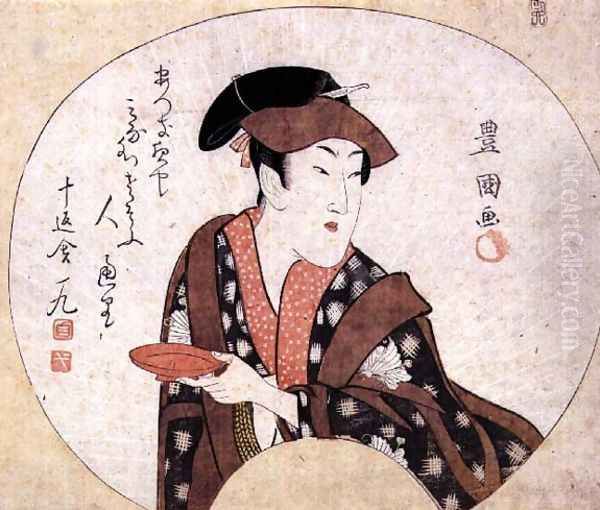 The actor Segawa Kikunojo III; the actor is shown off-stage and is accompanied by a poem by Jippensha Ikku, pub.1808 - view 1