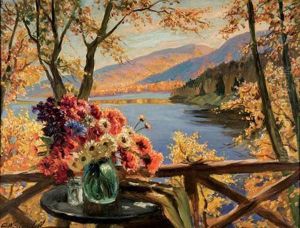 Floral Still Life By A Mountain Lake Floral Still Life By A Mountain Lake