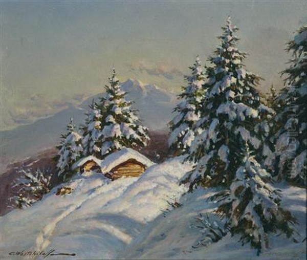 Snow Covered Mountain Cabin - view 1