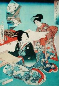 Two Women Reading Scrolls