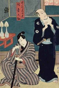 Two actors as Izutu Budayu and Izutsu Matsurinosuke, 1857