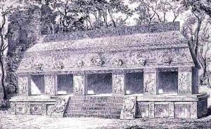 Restoration of the Inner Wing of the Palace at Palenque, from The Ancient Cities of the New World, by Claude-Joseph-Desire Charnay, pub. 1887 by Henri Toussaint