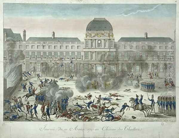 Chateau des Tuileries, 10th August 1792, engraved by Jourdan - view 1
