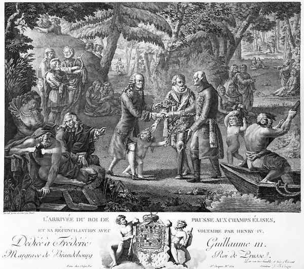 Henri IV 1553-1610 reconciling Frederick William II 1744-97 and Voltaire 1694-1778 at the Elysian Fields, 2nd half 18th century - view 1