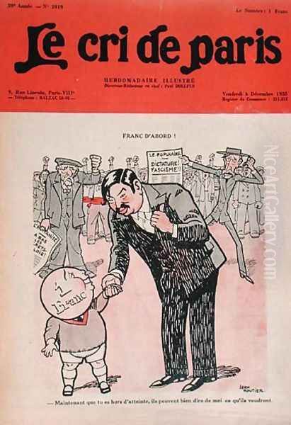 Franc First, Pierre Laval 1883-1945 with the Petit Franc, caricature from the magazine Le Cri de Paris, 1935 - view 1