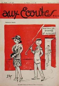 Mission Accomplished, The Franc Leaving Raymond Poincares Nursing Home and Following the Pound Sterling, caricature from the magazine Aux Ecoutes, 1928 by E. Tap