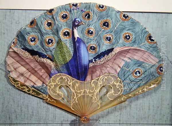 Peacock fan, circa 1905 - view 1