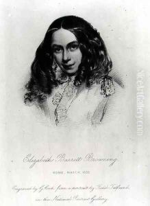 Portrait of Elizabeth Barrett Browning 1806-61 in 1859, engraved by G. Cook by Field Talfourd